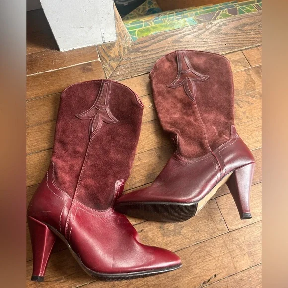 Elegant Burgundy Heeled Boots - Picture 2 of 8